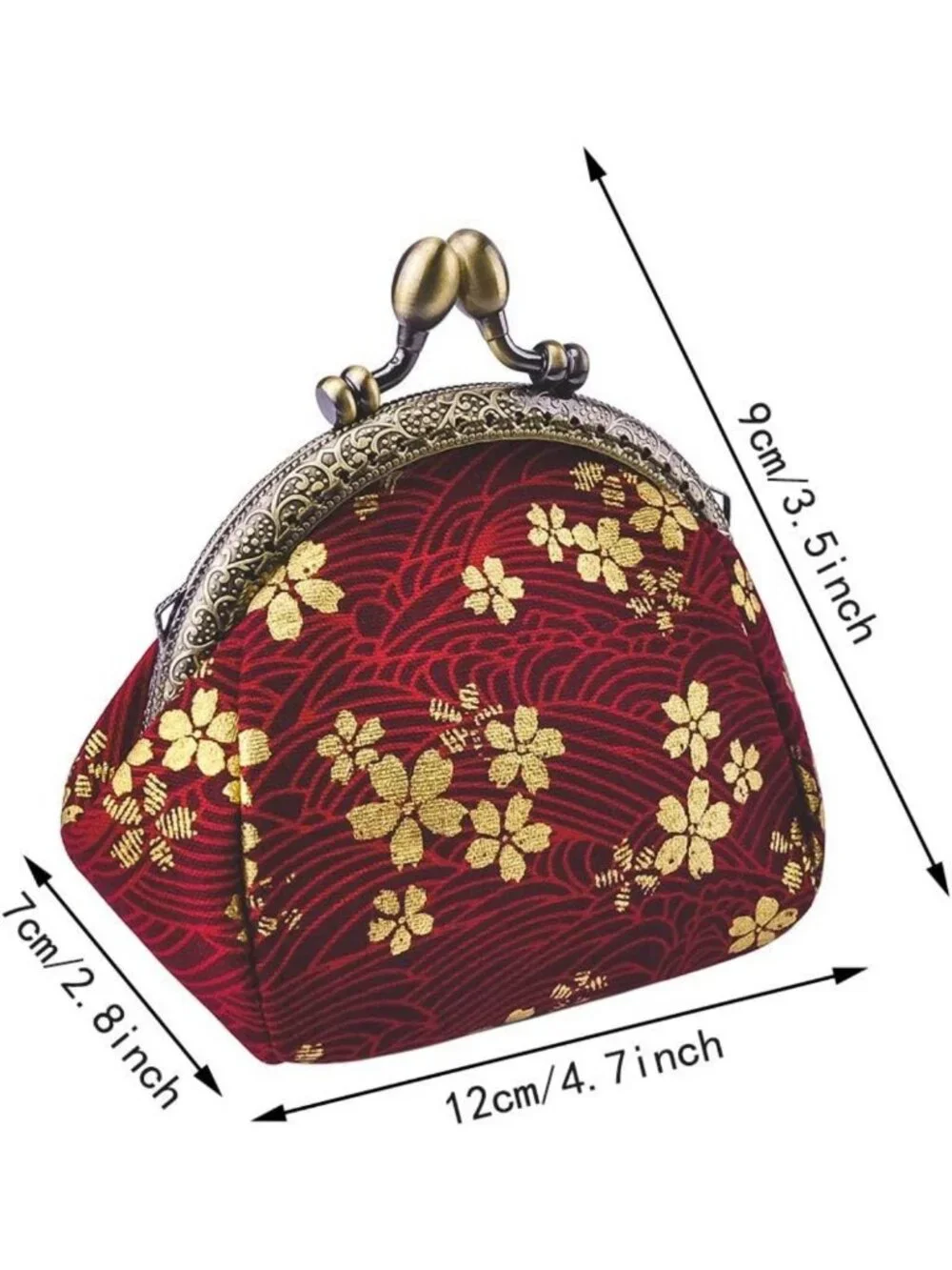 Floral Canvas Coin Purse Vintage Clutch Wallet with Clasp Closure for Women